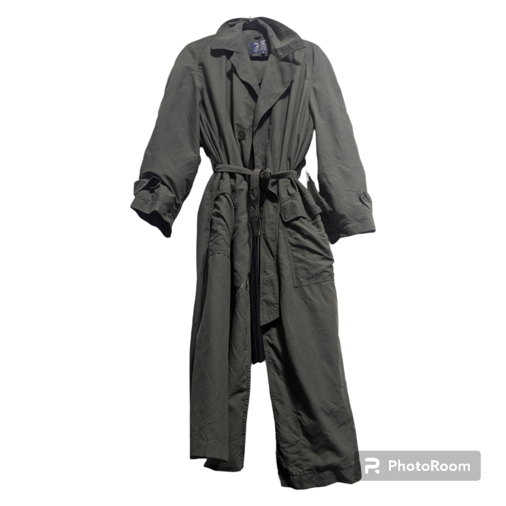 Tilley Endurables Vintage Water Resistant Trench Coat Olive Green Size Med